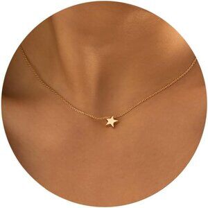 Dainty Bar Necklace for Women,Gold/Silver Cute Delicate Disc Necklcace,Trendy El